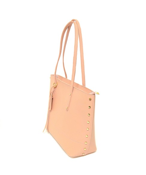 Studded Shopping Tote with Pouch