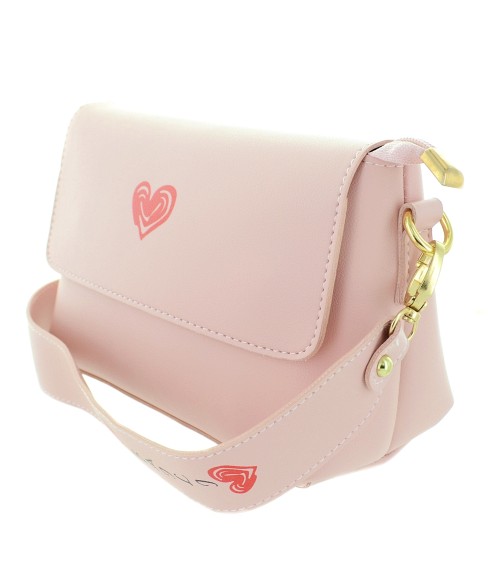 Love Heart Faux Leather Crossbody Bag