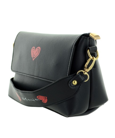 Love Heart Faux Leather Crossbody Bag