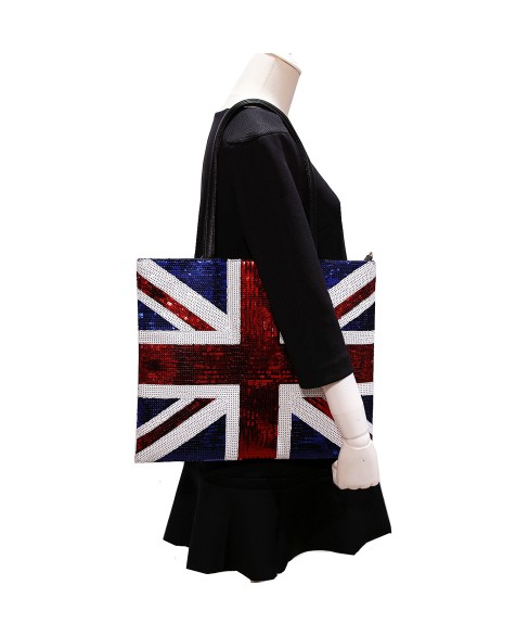 Over-the-shoulder Flag Sequin Tote