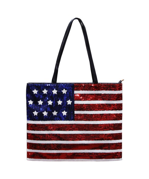 Over-the-shoulder Flag Sequin Tote