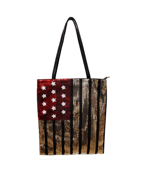 Over-the-shoulder Flag Sequin Tote