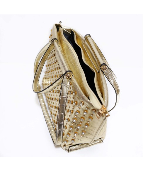 Metallic Crystal Rhinestone Studded Purse Bag