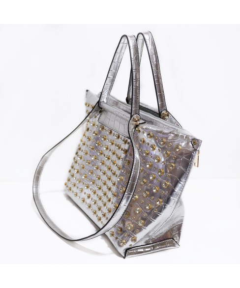 Metallic Crystal Rhinestone Studded Purse Bag