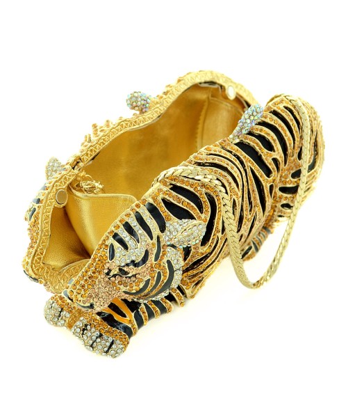 Crystal-Embellished Tiger Evening Clutch (Small)