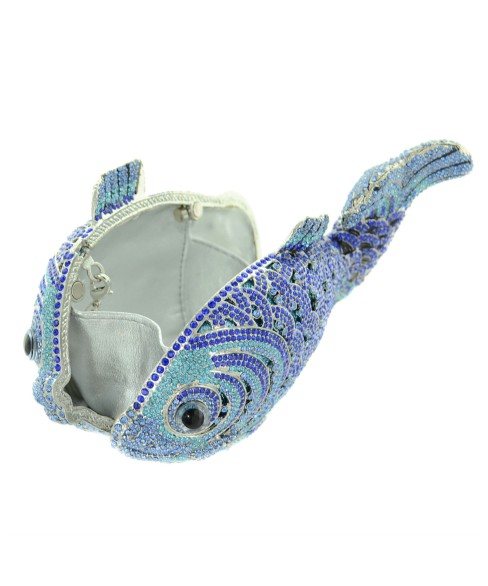 Crystal-Embellished Fish, Blue