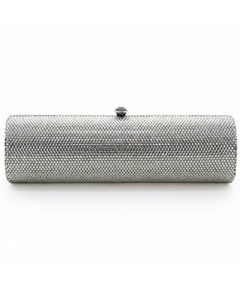 Crystal-Embellished Cylinder Evening Clutch