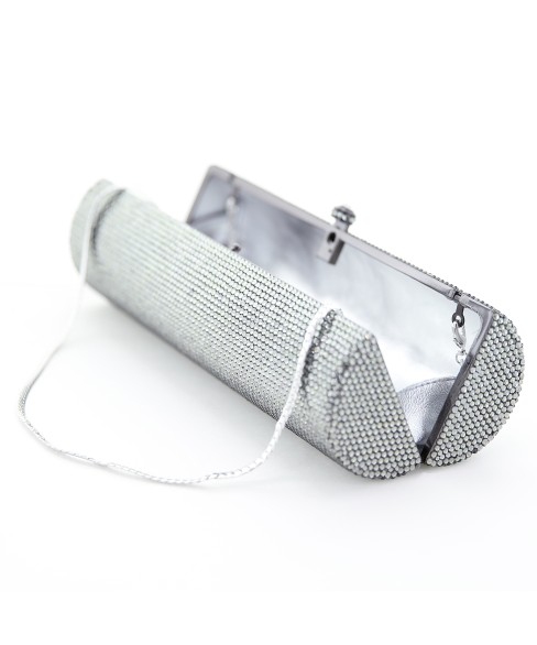 Crystal-Embellished Cylinder Evening Clutch