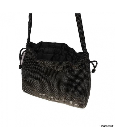 Crystal Mesh Crossbody Bucket Bag