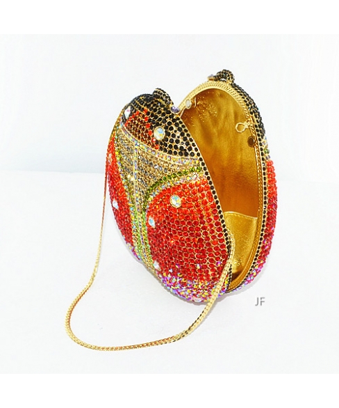 Glamorous Ladybug Crystal Clutch Bag