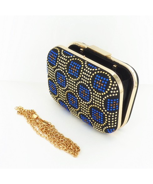 Studded Silk Like Stain Clutch