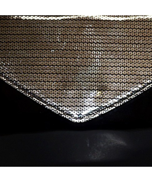 Metallic Faux Patent Leather Clutch