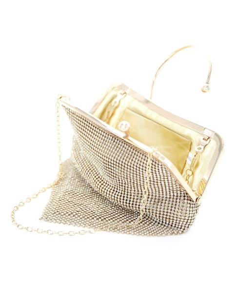 Ring Handle Rhinestone Clutch