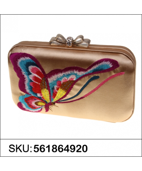 Butterfly Embroidered Sat, RED