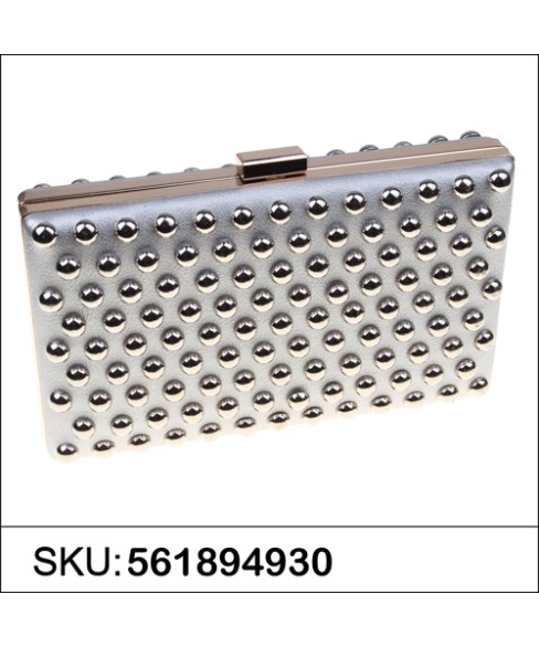 Studded Faux Leather Clutch