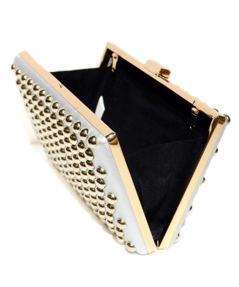 Studded Faux Leather Clutch