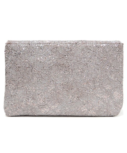 Crystal Buckle Glitter Lace Clutch