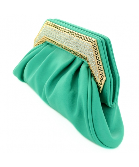 Crystal Frame Faux Leather Clutch