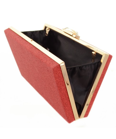 Metallic Glitter Crystal Top Clutch