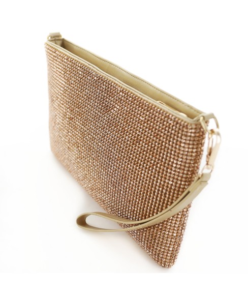 Rhinestone Crystal Allover Wristlet Clutch Bag