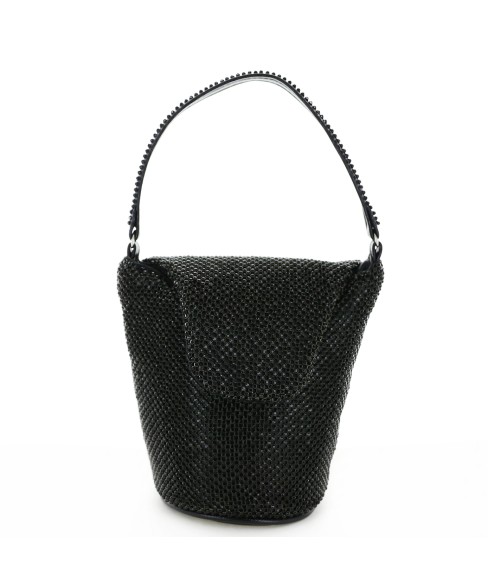 Top Handle Rhinestone Mesh Purse Bag