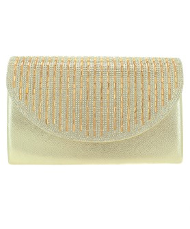 Crystal Embellished Metallic Clutch