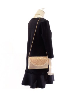 Crystal Embellished Metallic Clutch