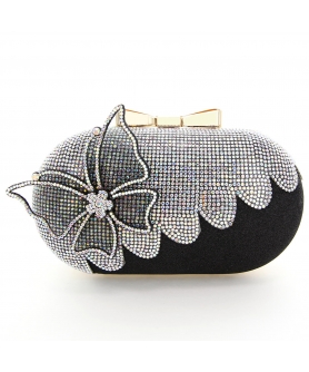Rhinestone Embellished Butterfly Box Clutch Bag