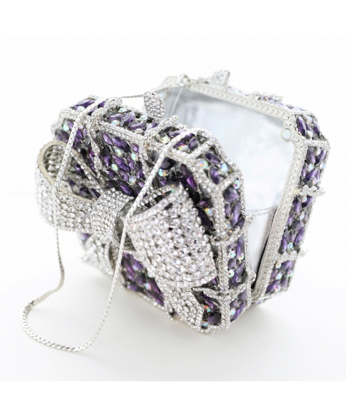 Crystal-Embellished Bow Evening Clutch
