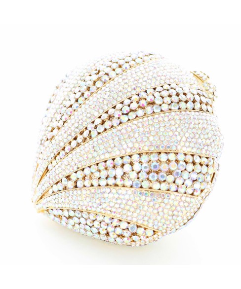 Crystal-Embellished Sea Shell Evening Clutch