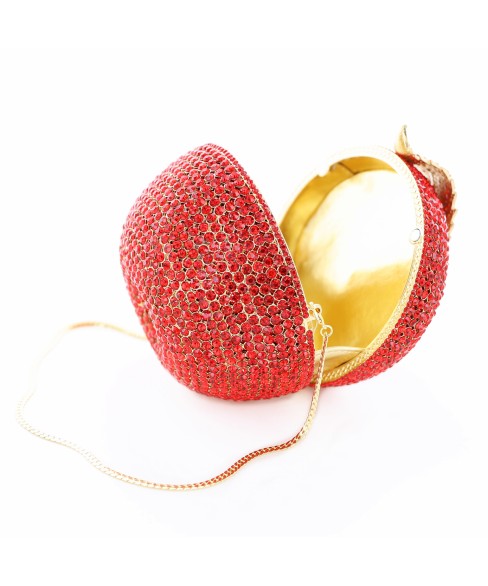 Crystal-Embellished Apple Evening Clutch