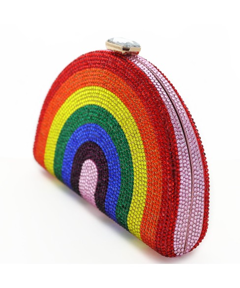 Crystal-Embellished  Rainbow Evening Clutch