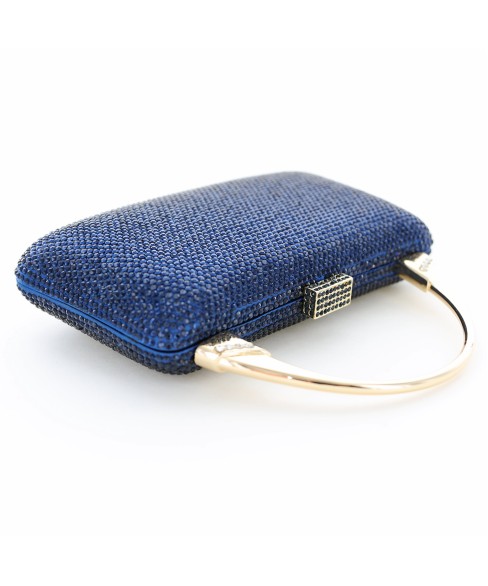 Crystal-Embellished Top Handle Evening Clutch