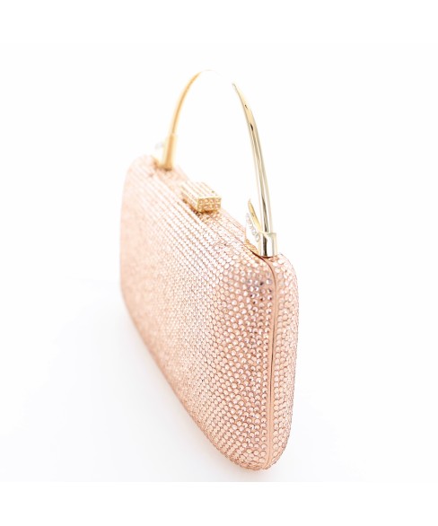 Crystal-Embellished Top Handle Evening Clutch