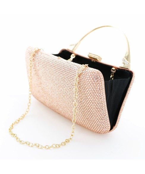 Crystal-Embellished Top Handle Evening Clutch