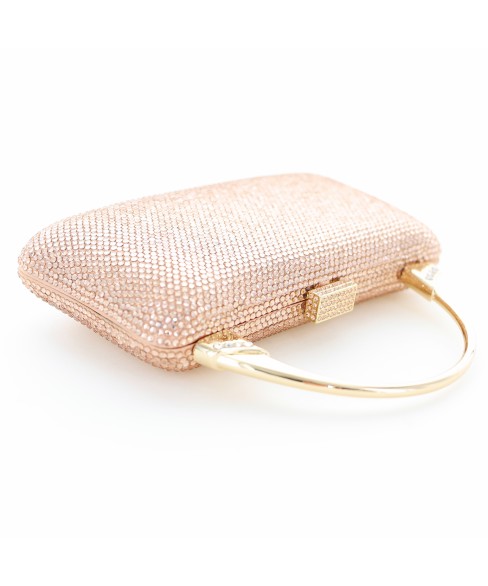 Crystal-Embellished Top Handle Evening Clutch