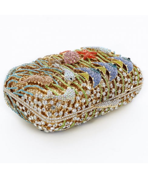 Crystal-Embellished Aquarium Evening Clutch Bag