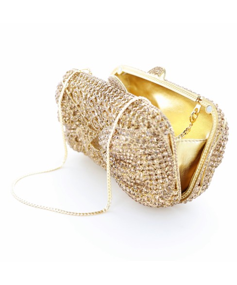 Crystal-Embellished Bow Evening Clutch