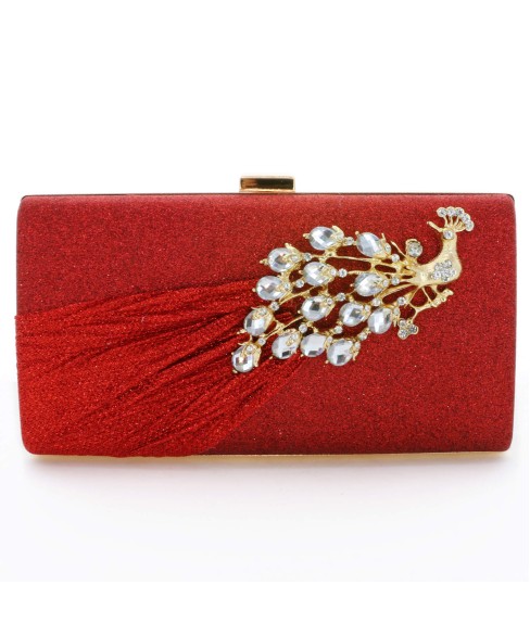 Glitter Rhinestone Pecok Evening Clutch Purses