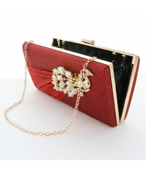 Glitter Rhinestone Pecok Evening Clutch Purses