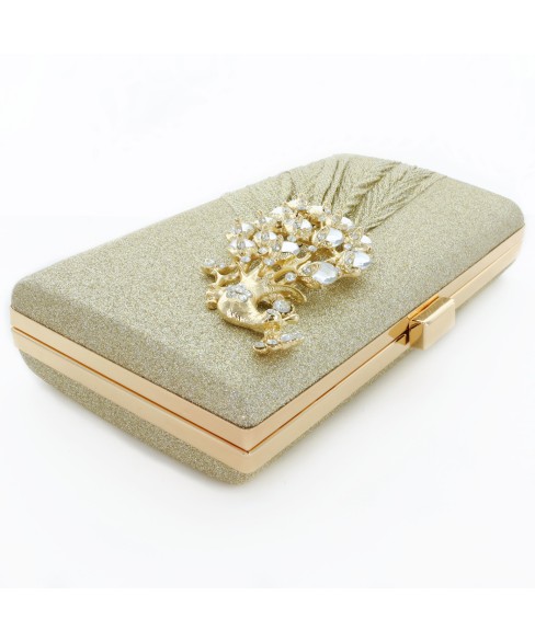 Glitter Rhinestone Pecok Evening Clutch Purses