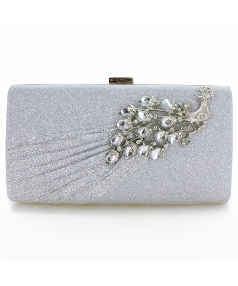 Glitter Rhinestone Pecok Evening Clutch Purses