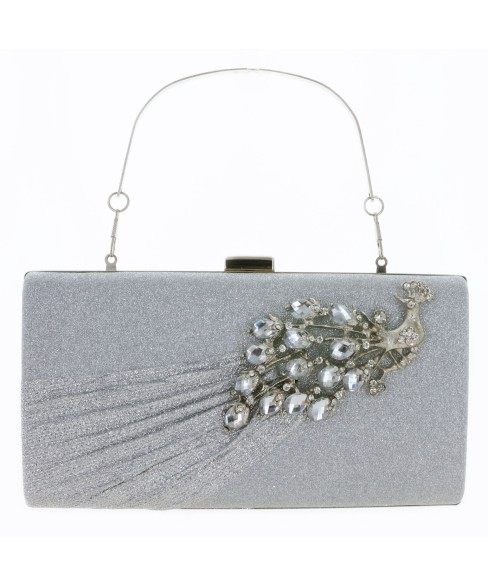 Glitter Rhinestone Pecok Evening Clutch Purses