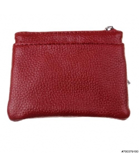 Leather Card Case with Ke, RED